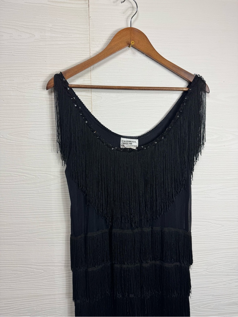 Black Fringe Sheath Dress - Women's Flapper Costume Dress XL - Picture 4 of 8